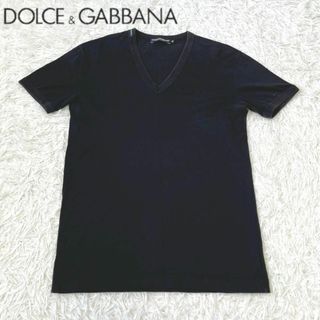 ドルチェアンドガッバーナ(DOLCE&GABBANA)のドルチェ&ガッバーナ　人気　定番　Vネック　Tシャツ　ブラック　44(Tシャツ/カットソー(半袖/袖なし))