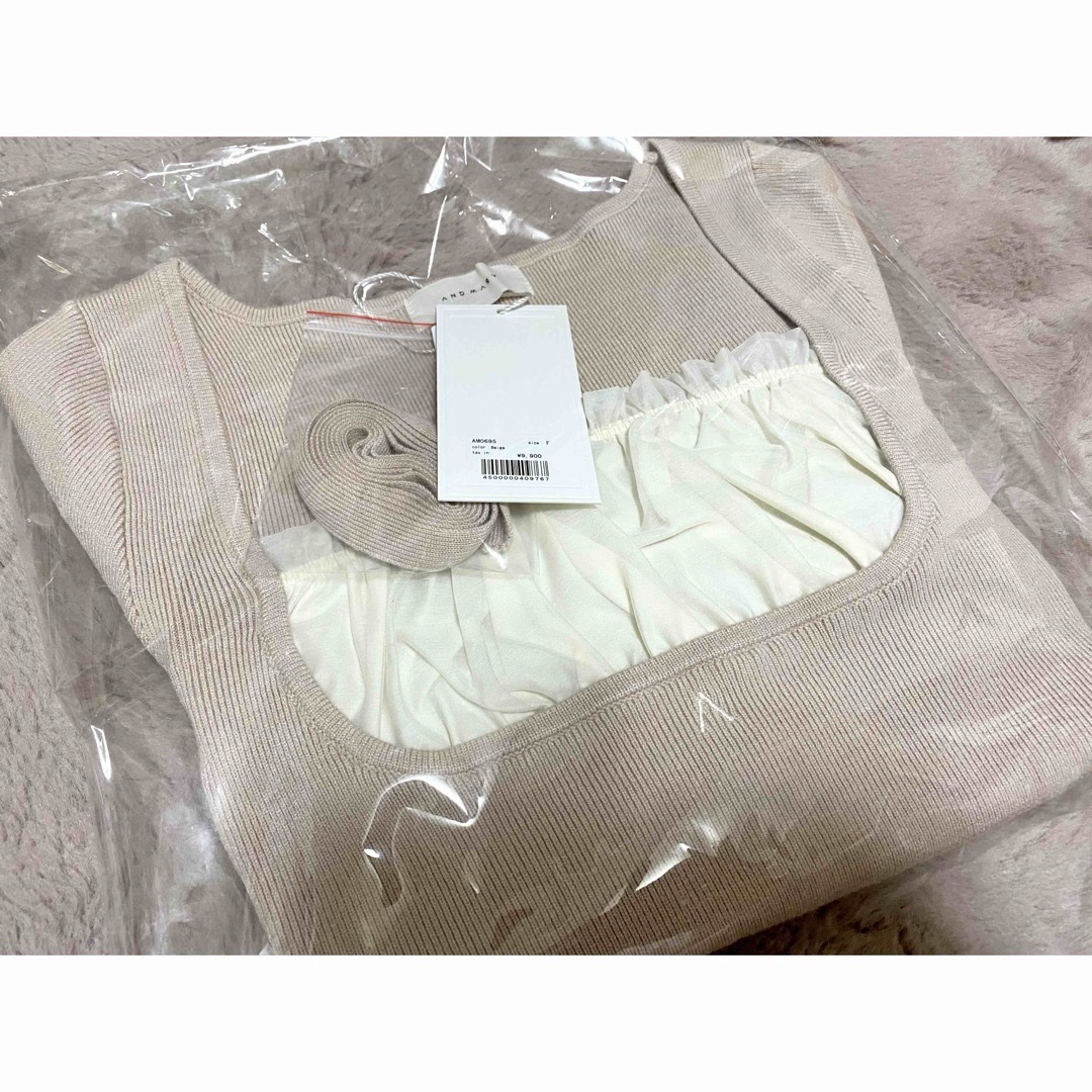 andmary Mew frill tops beigeの通販 by +.Milky Syrup.+｜ラクマ