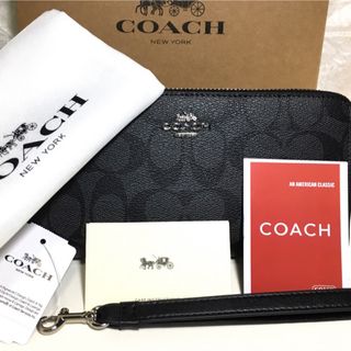 COACH - ギフト⭕️ コーチ 長財布 人気のブラック×チャコール 男女