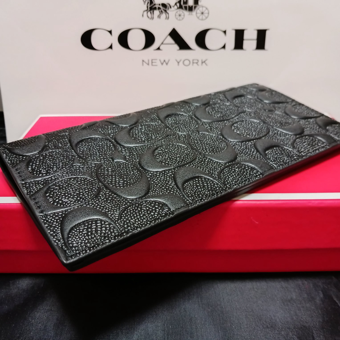 COACH(コーチ)のギフト⭕️ コーチ スリム　長財布　ブラック　本革シグネチャー　 メンズのファッション小物(長財布)の商品写真