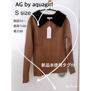 エージーバイアクアガール(AG by aquagirl)の新品【AG by aquagirl】襟付ニット　ブラウン(ニット/セーター)