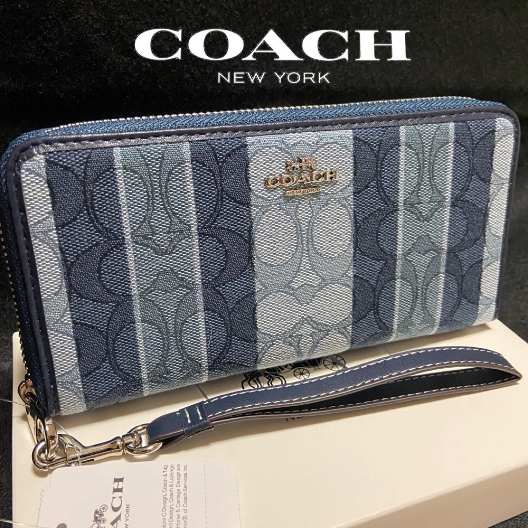 COACH(コーチ)のギフト⭕️ コーチ 長財布　人気のデニムストライプ　男女兼用 メンズのファッション小物(長財布)の商品写真