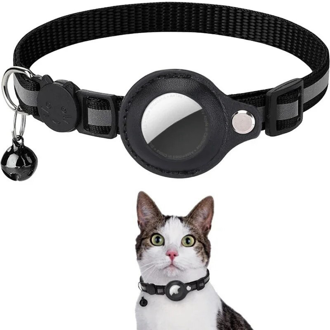 ねこちゃん、わんちゃん　エアタグ首輪　黒 その他のペット用品(猫)の商品写真
