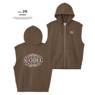 エックスガール(X-girl)のX-girl/WORLD LOGO ZIP UP SWEAT VEST(パーカー)