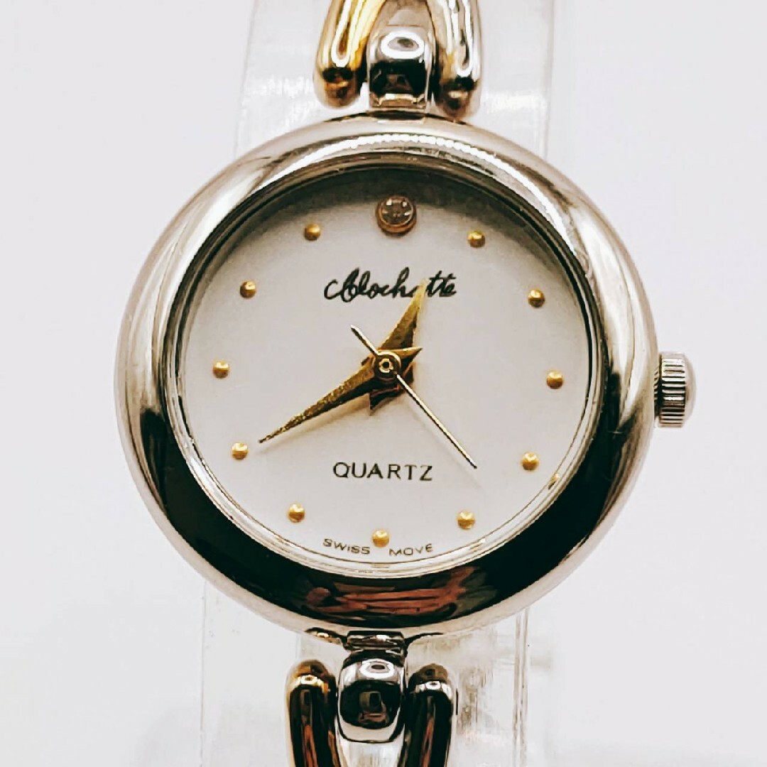 #40 clochette クロシェット 腕時計 3針 白文字 シルバー色 レディースのファッション小物(腕時計)の商品写真