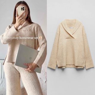 ザラ(ZARA)の新品 ZARA リブケーブルニットセーター  Mサイズ(ニット/セーター)