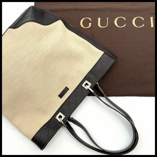 グッチ(Gucci)の☆希少デザイン☆グッチ　シマ　縦型トートバッグ　キャンバス/レザー　★極美品★(トートバッグ)