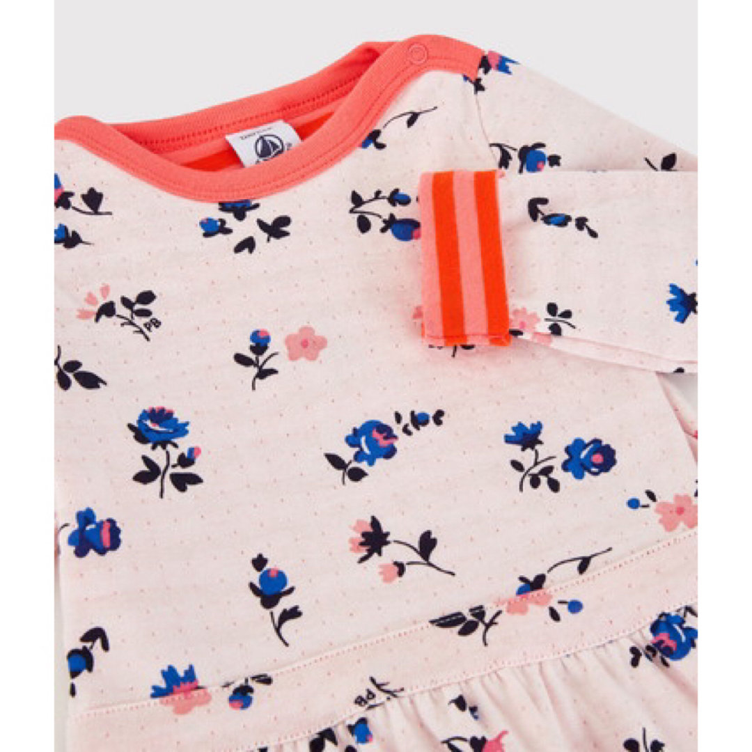 PETIT BATEAU(プチバトー)の新品同様★プチバトー　チュビックキルティングプリントワンピース　18m/81cm キッズ/ベビー/マタニティのベビー服(~85cm)(ワンピース)の商品写真