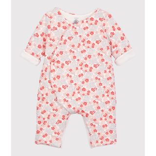 プチバトー(PETIT BATEAU)のプチバトー　チュビックプリント　中綿ロンパース　花柄　フラワー　新生児(ロンパース)