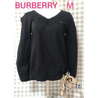 バーバリーブルーレーベル(BURBERRY BLUE LABEL)のバーバリー 長袖トップス① 黒 レディース M(カットソー(長袖/七分))