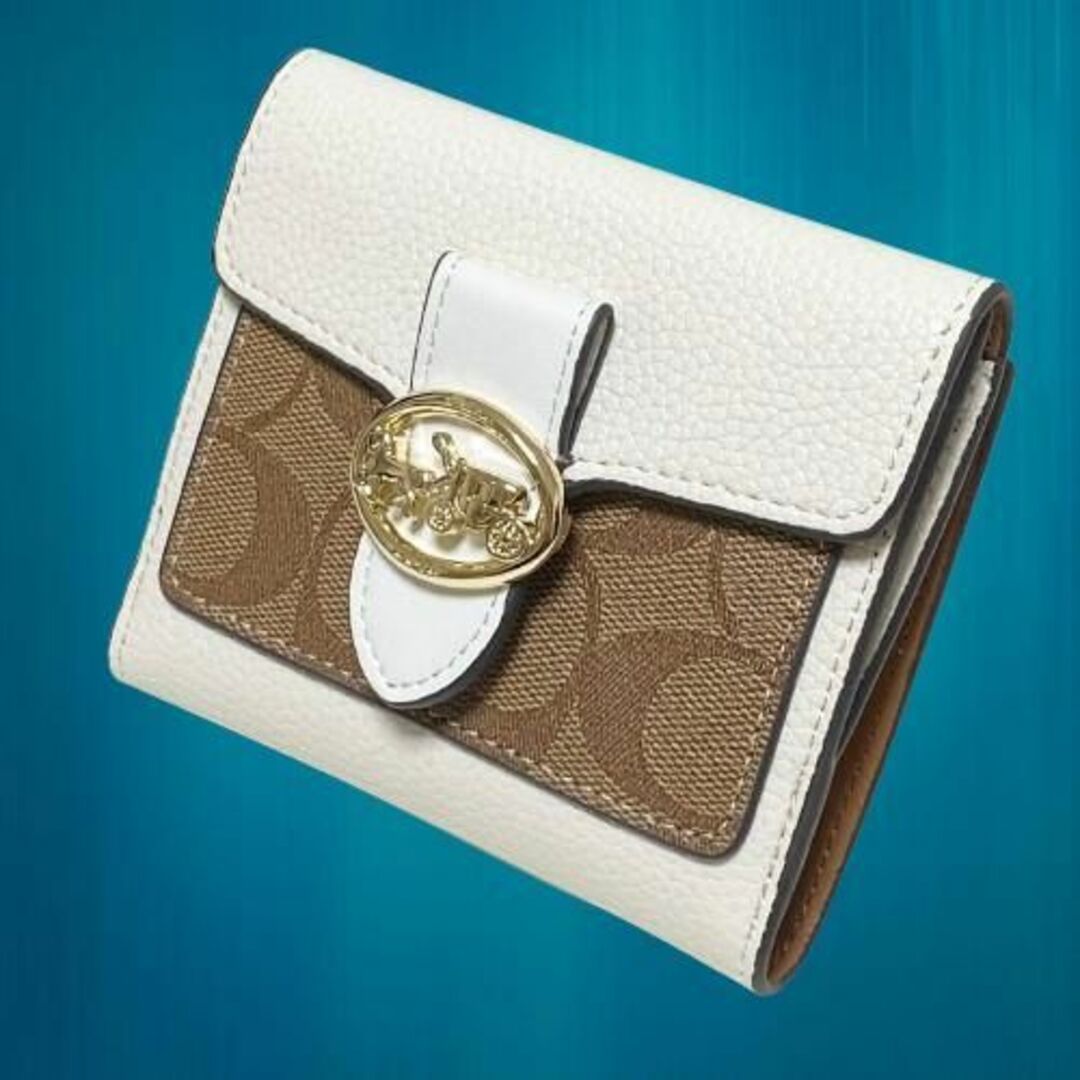 ✨【新品未使用】COACH 二つ折り財布 スモール ウォレット カーキ チョーク | フリマアプリ ラクマ