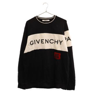 ジバンシィ(GIVENCHY)のGIVENCHY ジバンシィ ロゴ エンブロイダリー クルーネック スウェットトレーナー BM708T3003 ブラック(スウェット)