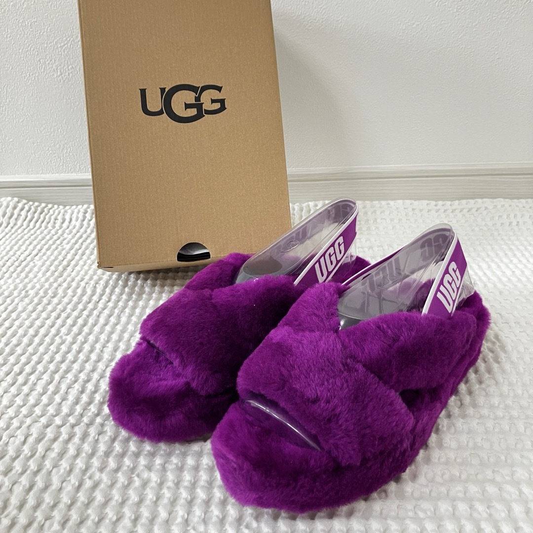 UGG - 新品 アグ ugg サンダル ムートン パープル 紫 23 プレゼントの