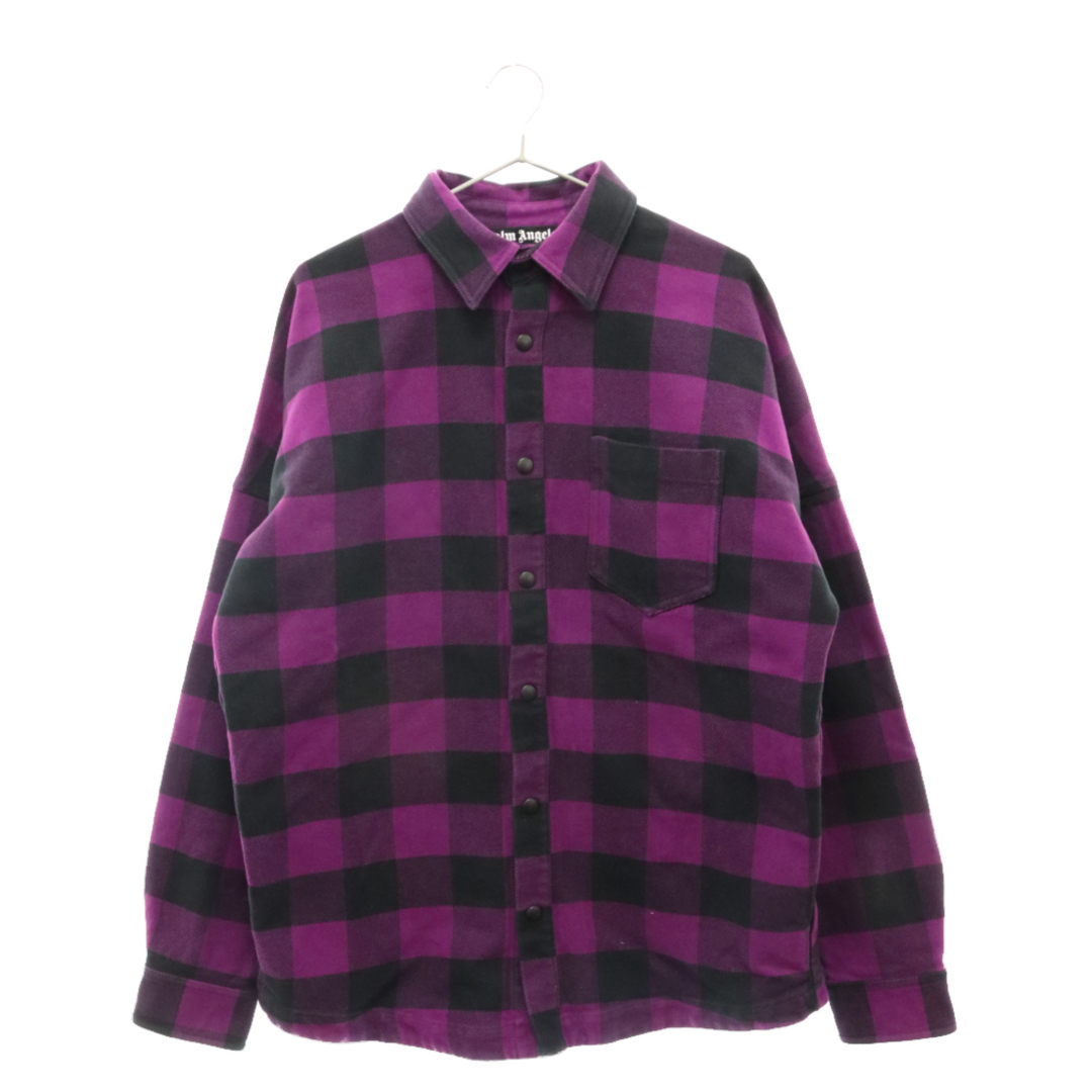 Palm Angels パームエンジェルス CLASSIC LOGO OVERSHIRT VIOLET バックプリントオーバーサイズ長袖チェックシャツ PMES002C99FAB001 メンズのトップス(シャツ)の商品写真