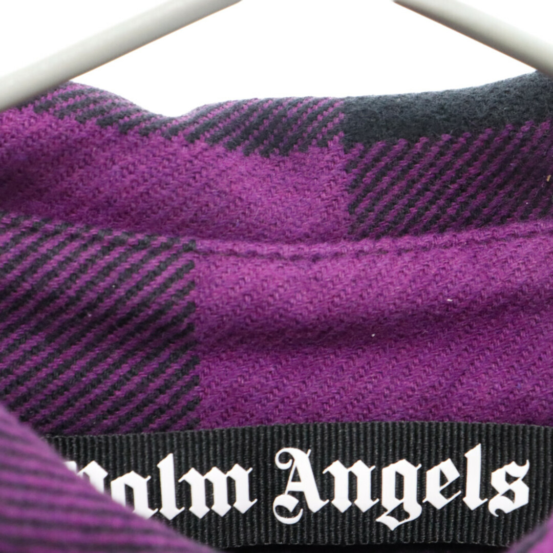 Palm Angels パームエンジェルス CLASSIC LOGO OVERSHIRT VIOLET バックプリントオーバーサイズ長袖チェックシャツ PMES002C99FAB001 メンズのトップス(シャツ)の商品写真