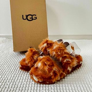 アグ(UGG)の新品　アグ　ugg レオパード　サンダル　ムートン　23 ファー　ローファー(サンダル)