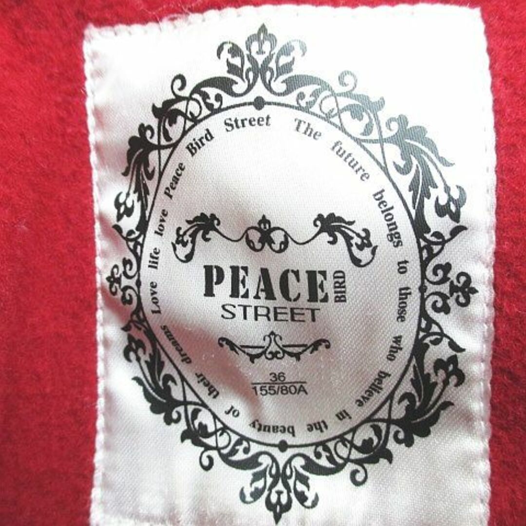 other(アザー)のPEACE STREET ノーカラーコート ミディアム丈 36 赤系 レッド 毛 レディースのジャケット/アウター(その他)の商品写真