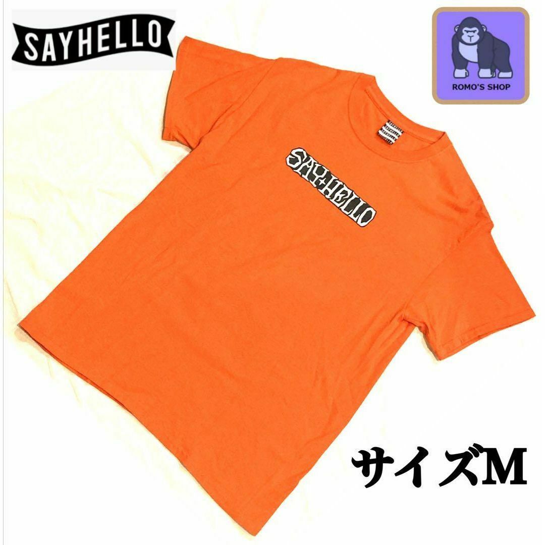 SAY HELOO セイハロー　Tシャツ　Mサイズ　オレンジ メンズのトップス(Tシャツ/カットソー(半袖/袖なし))の商品写真