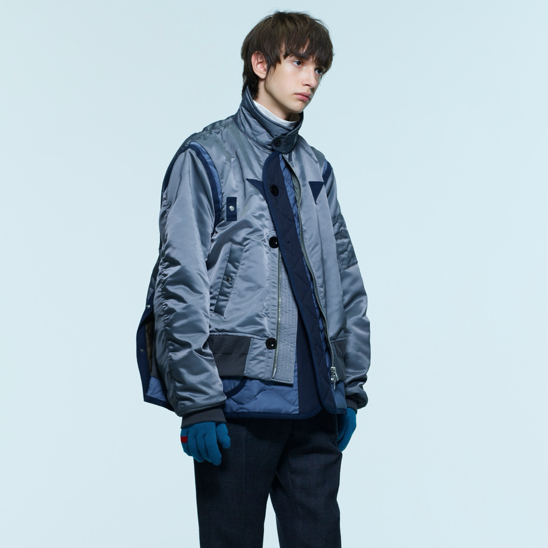 sacai(サカイ)のsacai 22AW ナイロン ブルゾン フライト ジャケット MA-1 デニム メンズのジャケット/アウター(ブルゾン)の商品写真