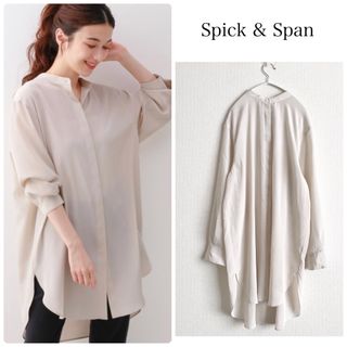 スピックアンドスパン(Spick & Span)のSpick & Span 美品　ストレッチデシンロングシャツ(シャツ/ブラウス(長袖/七分))