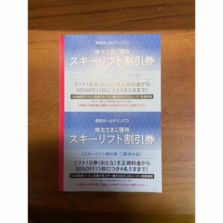 プリンス(Prince)の西武ホールディングスの株主優待 スキーリフト割引券 2枚(スキー場)