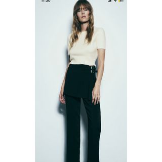 ザラ(ZARA)の新品　ショートスリーブリブニットセーターS(ニット/セーター)