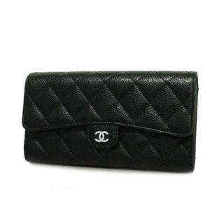 シャネル(CHANEL)の【4ec3157】シャネル 長財布/マトラッセ/キャビアスキン/ブラック/シルバー金具(財布)