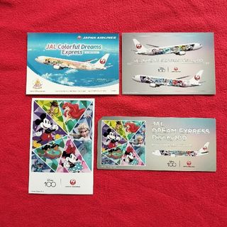 ジャル(ニホンコウクウ)(JAL(日本航空))のJAL＆ディズニーコラボ　ハガキ3枚＆ステッカー1枚(航空機)