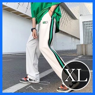 【残り僅か】メンズ　スウェットパンツ　XL　白　緑　カジュアルパンツ　ストリート(その他)