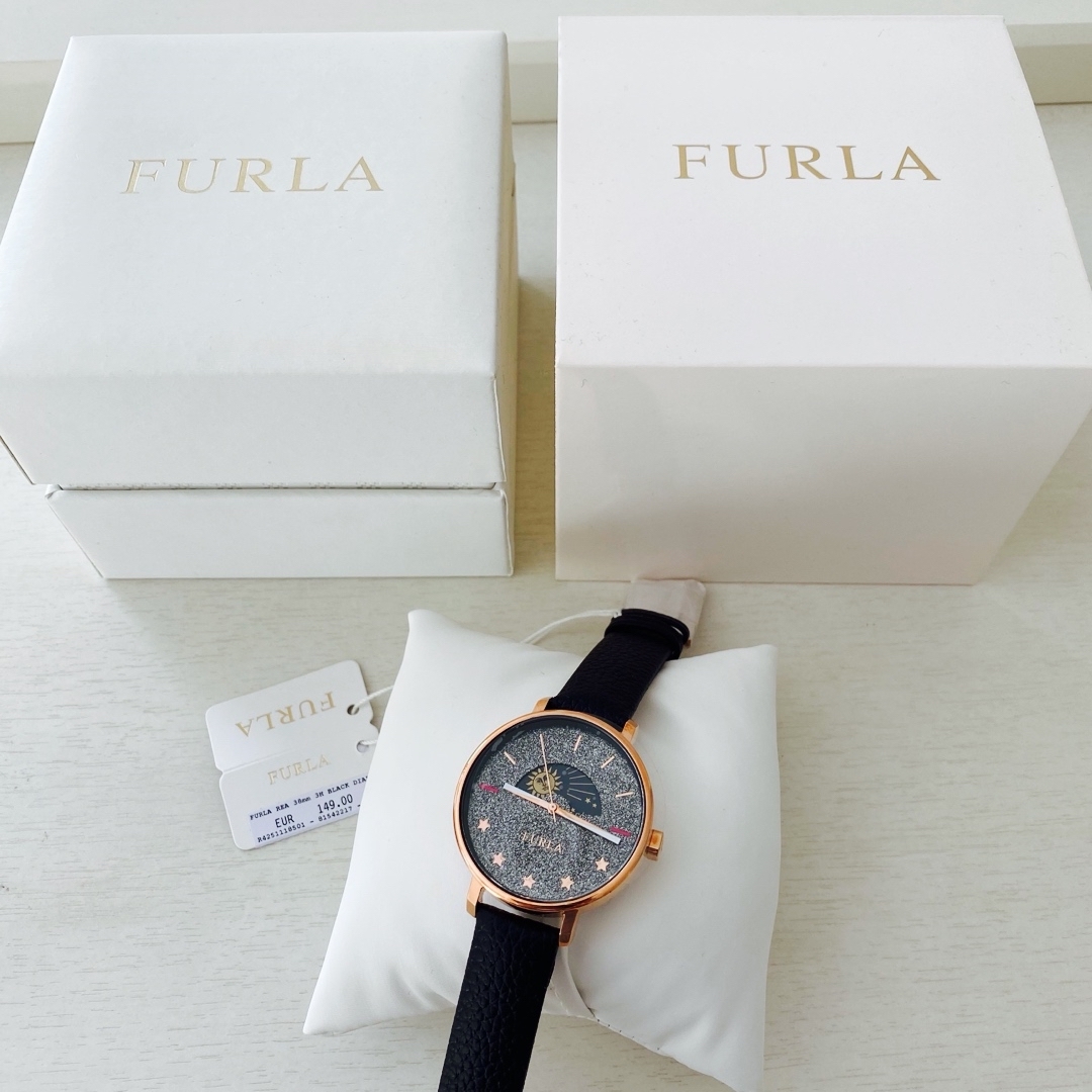 Furla(フルラ)のFURLAレディース腕時計　ブラックレザー/ピンクゴールド　新品 レディースのファッション小物(腕時計)の商品写真