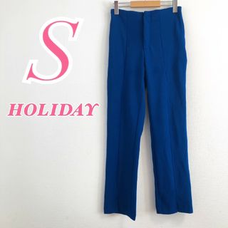 ホリデイ(holiday)のホリデイ　フレアパンツ　S　ブルー　オフィスカジュアル　きれいめ　ポリ(カジュアルパンツ)