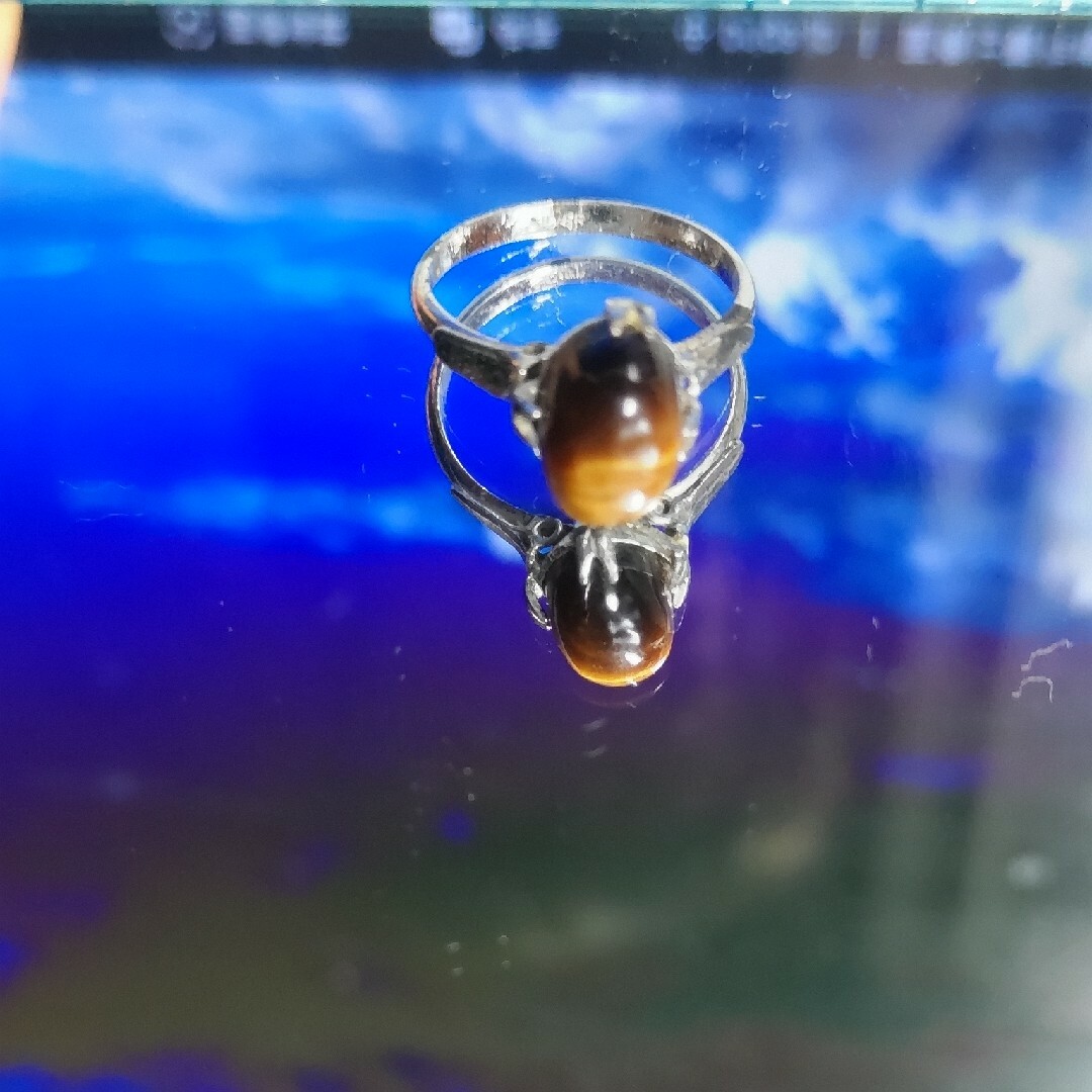 天然石　指輪　タイガーアイ　ハンドメイド レディースのアクセサリー(リング(指輪))の商品写真