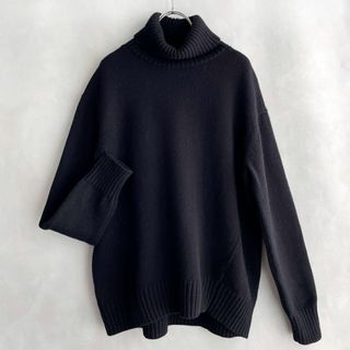 ユナイテッドアローズ(UNITED ARROWS)の美品✨アローズ　定価2万　ウールカシミヤ　タートルネック　黒　ゆったりめ(ニット/セーター)