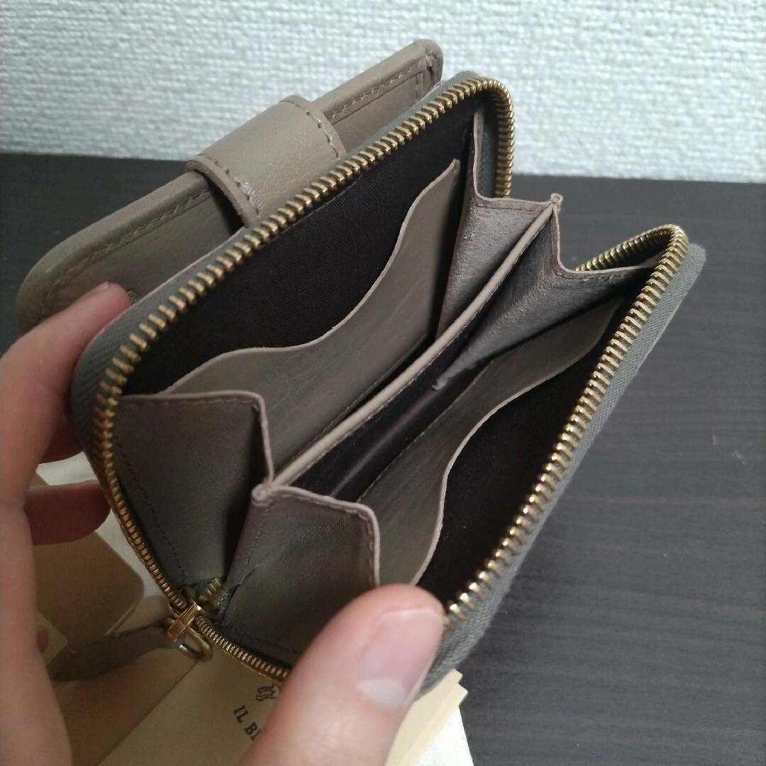 IL BISONTE(イルビゾンテ)の新品 イルビゾンテ 本革 レザー ラウンド ウォレット 財布 グレー トルトラ メンズのファッション小物(折り財布)の商品写真