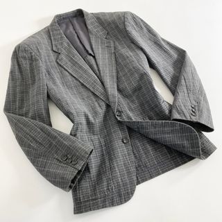 コムデギャルソン(COMME des GARCONS)の44a21-2 90s COMME des GARCONS HOMME コムデギャルソンオム 日本製 2B テーラードジャケット ブレザー Sサイズ グレー チェック柄 コットン100％ MADE IN JAPAN VINTAGE(テーラードジャケット)