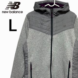 ニューバランス(New Balance)の美品！ニューバランス　フリースジャケットレディースL シルバー(ブルゾン)