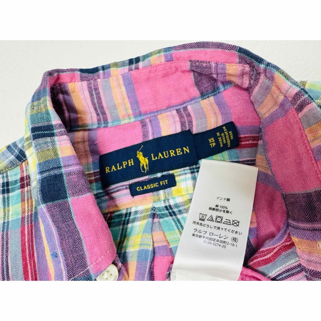 POLO RALPH LAUREN(ポロラルフローレン)の美品　 ラルフローレン　麻100％チェックシャツ　国内正規品 メンズのトップス(シャツ)の商品写真