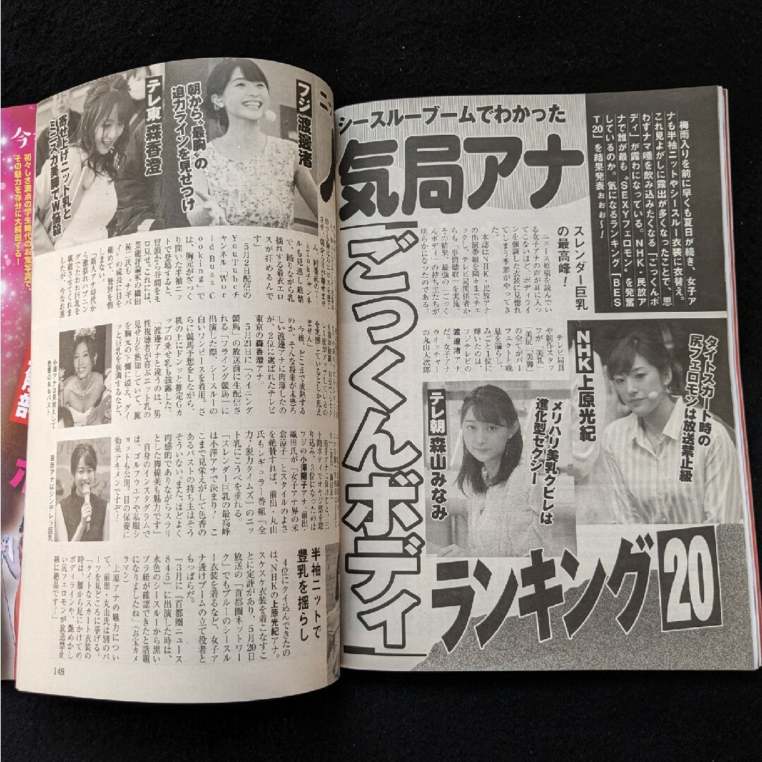 週刊アサヒ芸能　つばさ舞　長澤まさみ　高部知子　松田聖子　ミスコン　新人アナ エンタメ/ホビーの雑誌(ニュース/総合)の商品写真