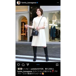 ユニクロ(UNIQLO)の【タグ付き新品】【完売商品】春先まで🌸スフレヤーンワンピース（スムース・長袖）(ひざ丈ワンピース)