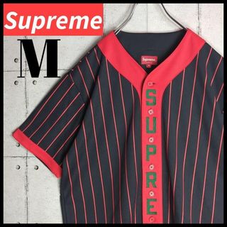 シュプリーム(Supreme)の【即完売モデル】 Suprem バーティカルロゴ 刺繍ロゴ ベースボールシャツ(Tシャツ/カットソー(半袖/袖なし))