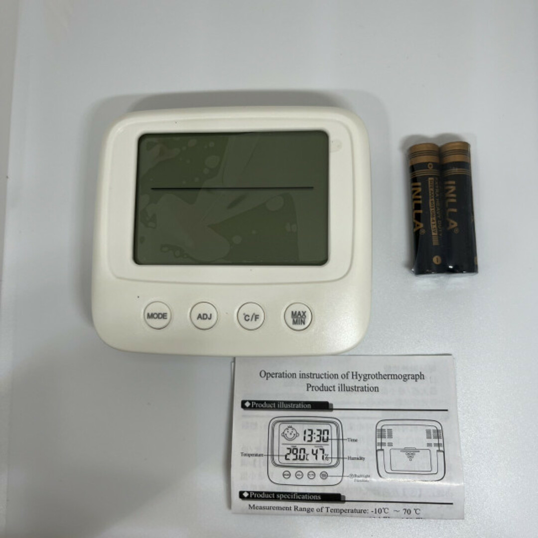 デジタル温湿度計 卓上 壁掛け 温度 湿度 時計 カレンダー ホワイト インテリア/住まい/日用品のインテリア小物(置時計)の商品写真