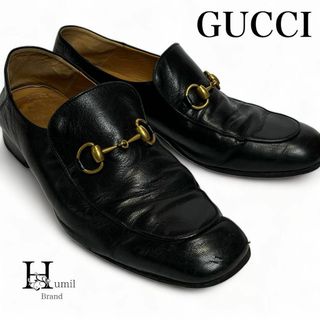 グッチ(Gucci)の【良品】グッチ　ホースビット　ローファー　黒　ブラック　革靴　レザー　ゴールド(ドレス/ビジネス)