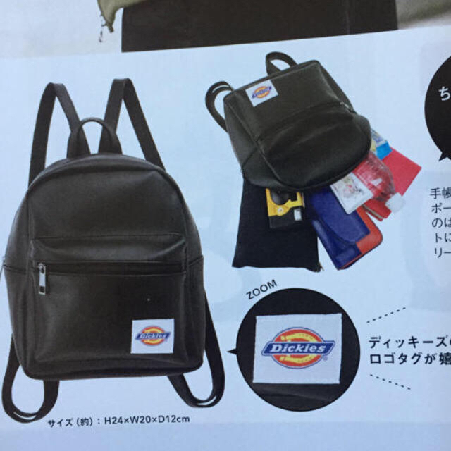 Dickies(ディッキーズ)のmini ミニ 3月号 付録 ディッキーズ レザー調ちびリュック エンタメ/ホビーの雑誌(ファッション)の商品写真