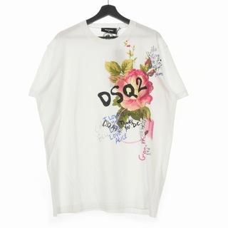 ディースクエアード(DSQUARED2)のディースクエアード ドローイングロゴプリントTシャツ カットソー XL 白(Tシャツ/カットソー(半袖/袖なし))