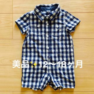 ベビーギャップ(babyGAP)の【美品】babyGAP ロンパース80 ギンガムチェック(ロンパース)