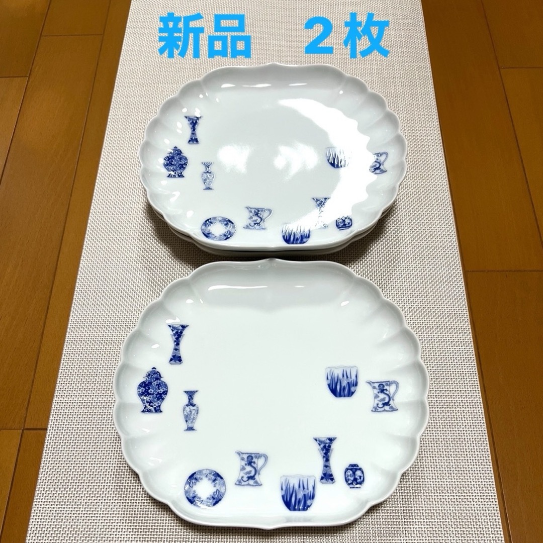 SALE⭐️新品✨深川製磁  ブルーチャイナ  菊中割盛皿  大皿 ⭐️送料無料