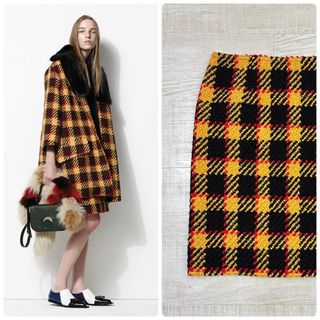 マルニ(Marni)の16aw 名作 MARNI バルキー チェック ツイード スカート 46(ひざ丈スカート)