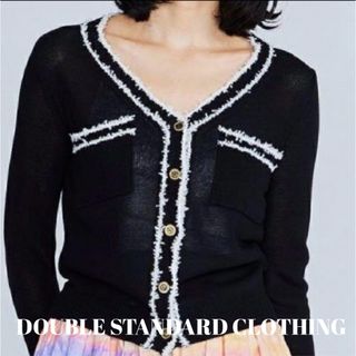 ダブルスタンダードクロージング(DOUBLE STANDARD CLOTHING)の美品♦︎ダブルスタンダード クロージングリネン混レーヨンショートカーディガン38(カーディガン)