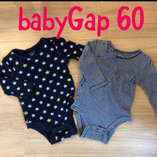 ベビーギャップ(babyGAP)のbabyGap ボディスーツ　長袖　2枚セット　肌着　60(肌着/下着)