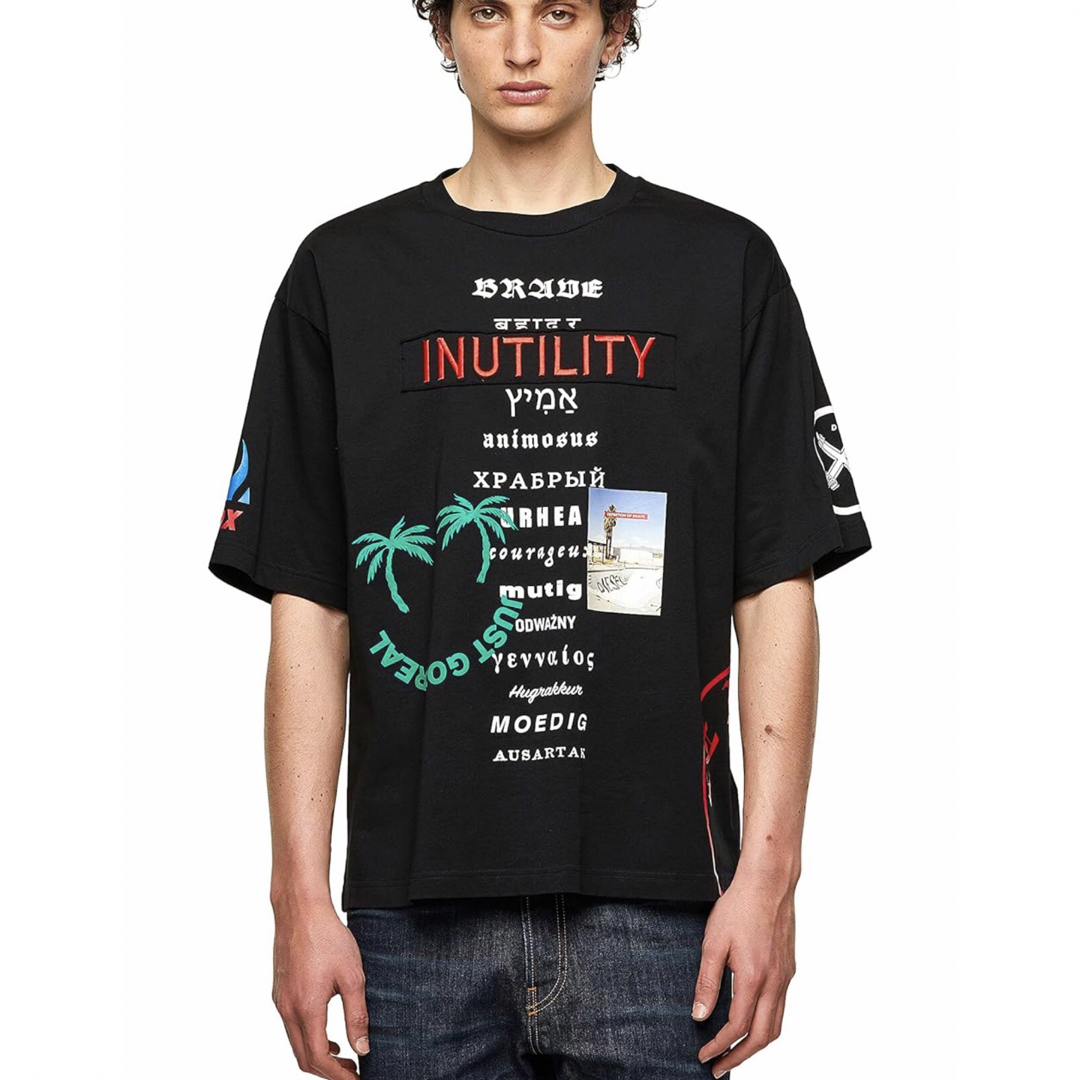 DIESEL(ディーゼル)のDIESEL Tシャツ S A029780CATM Relaxed ブラック メンズのトップス(Tシャツ/カットソー(半袖/袖なし))の商品写真